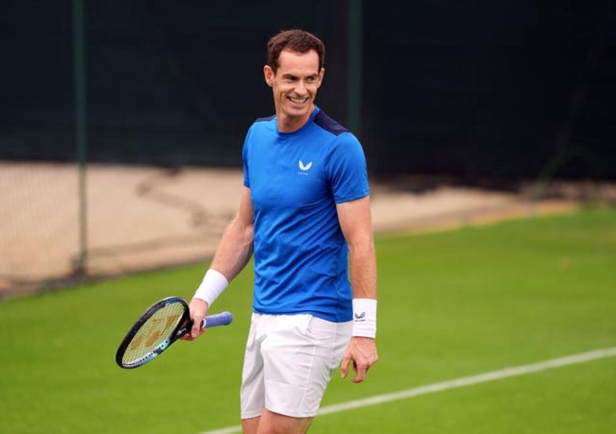 Andy Murray smiles during practice on Tuesday