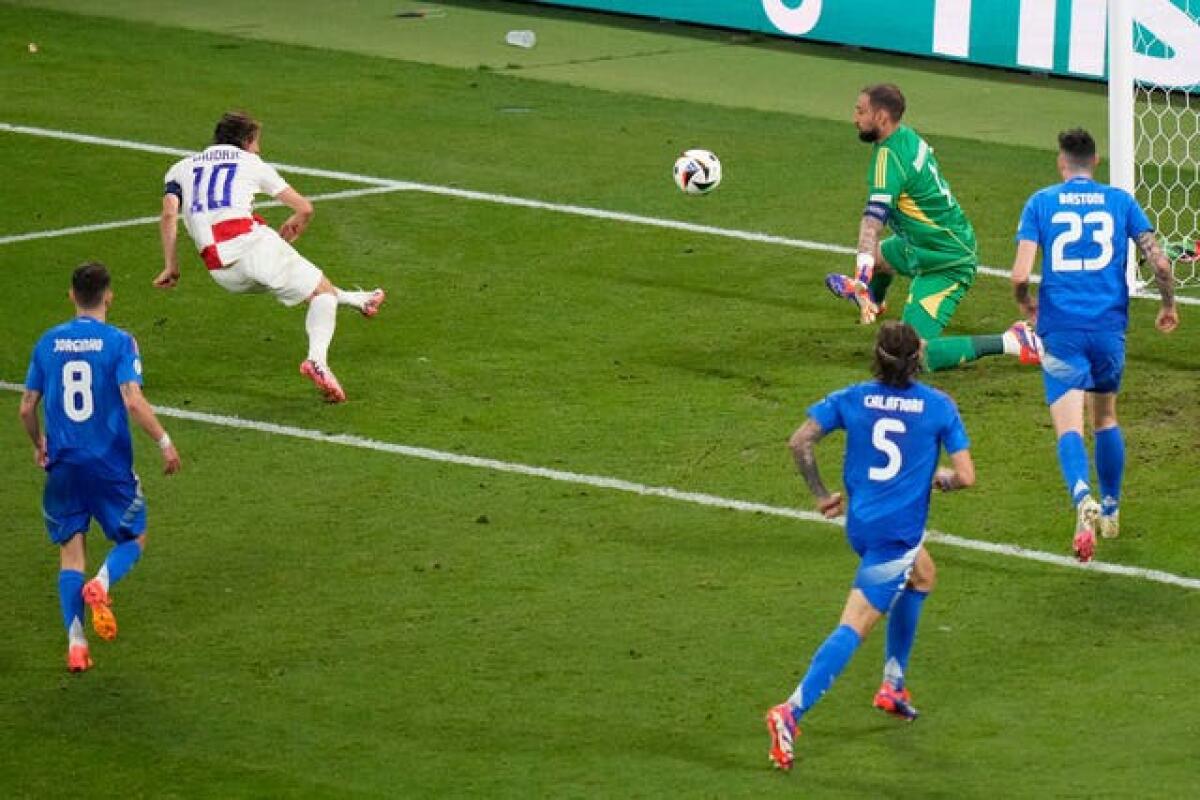 Croatia’s Luka Modric scores against Italy at Euro 2024