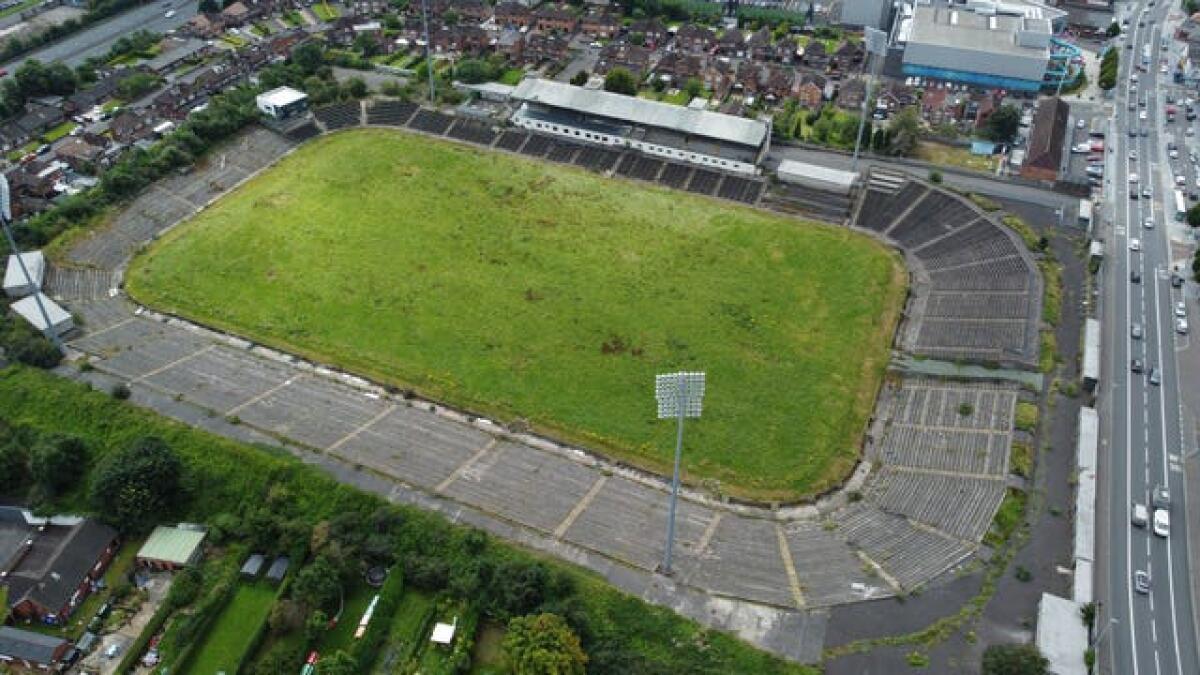 Aerial view of Casement Park GAA stadium