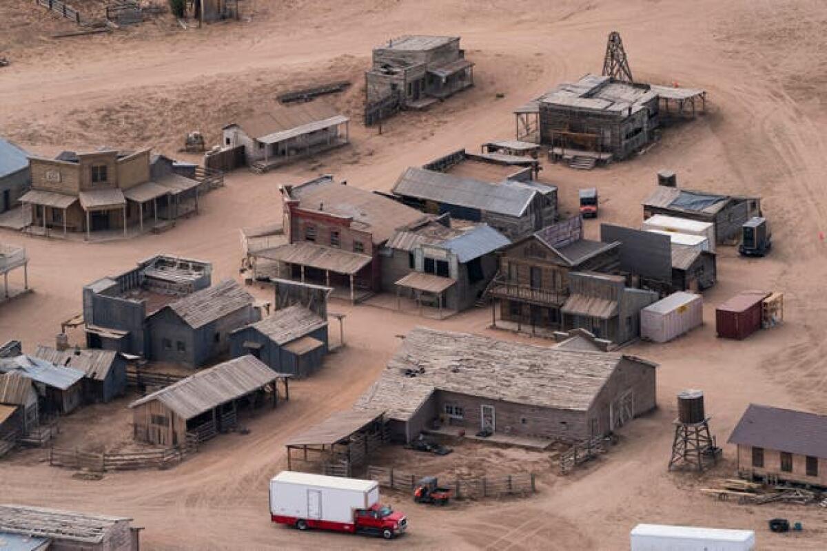 Aerial photo showing the Bonanza Creek Ranch in Santa Fe, New Mexico