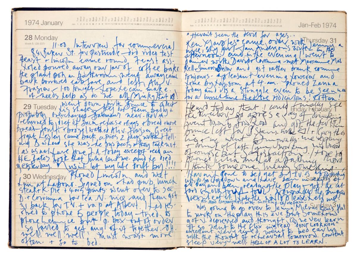 Two pages from MacKerrell's diary