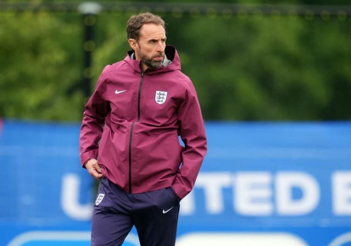 England manager Gareth Southgate during a training session at the Spa &amp; Golf Resort Weimarer Land in Blankenhain, Germany