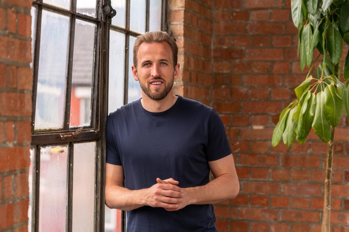 Harry Kane stands by a window