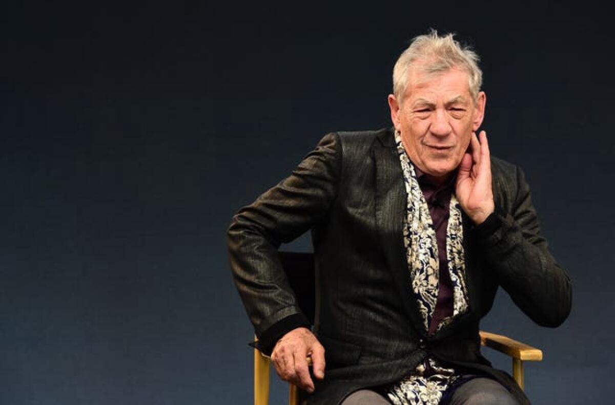 Sir Ian McKellen attends a Meet The Actor event at the Apple Store, Regent Street, London in 2015 