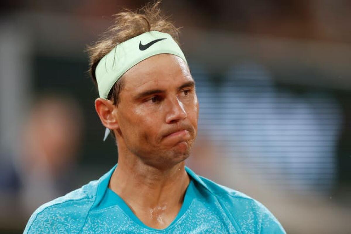 Rafael Nadal looks rueful at Roland Garros