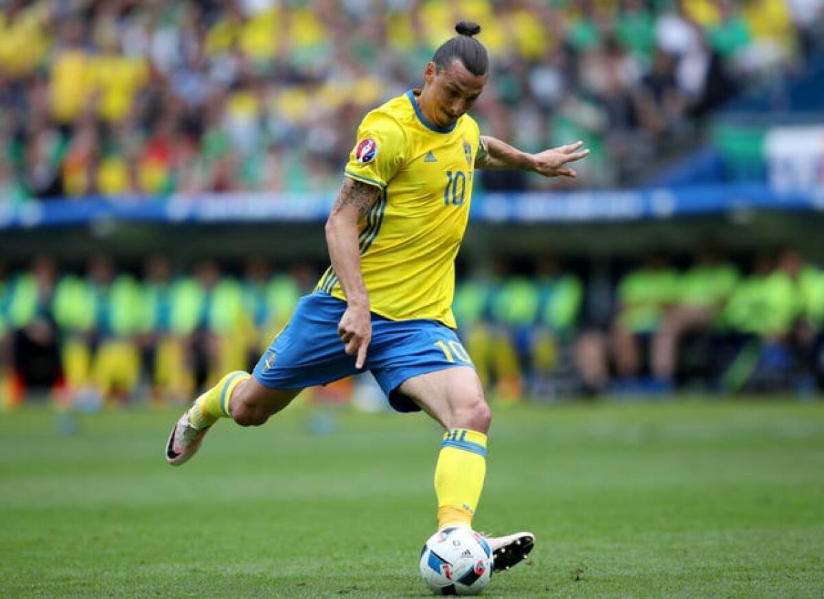 Zlatan Ibrahimovic in action for Sweden 