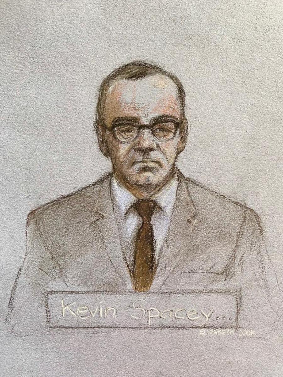 Actor Kevin Spacey appearing via videolink at Southwark Crown Court in London (Elizabeth Cook/PA)