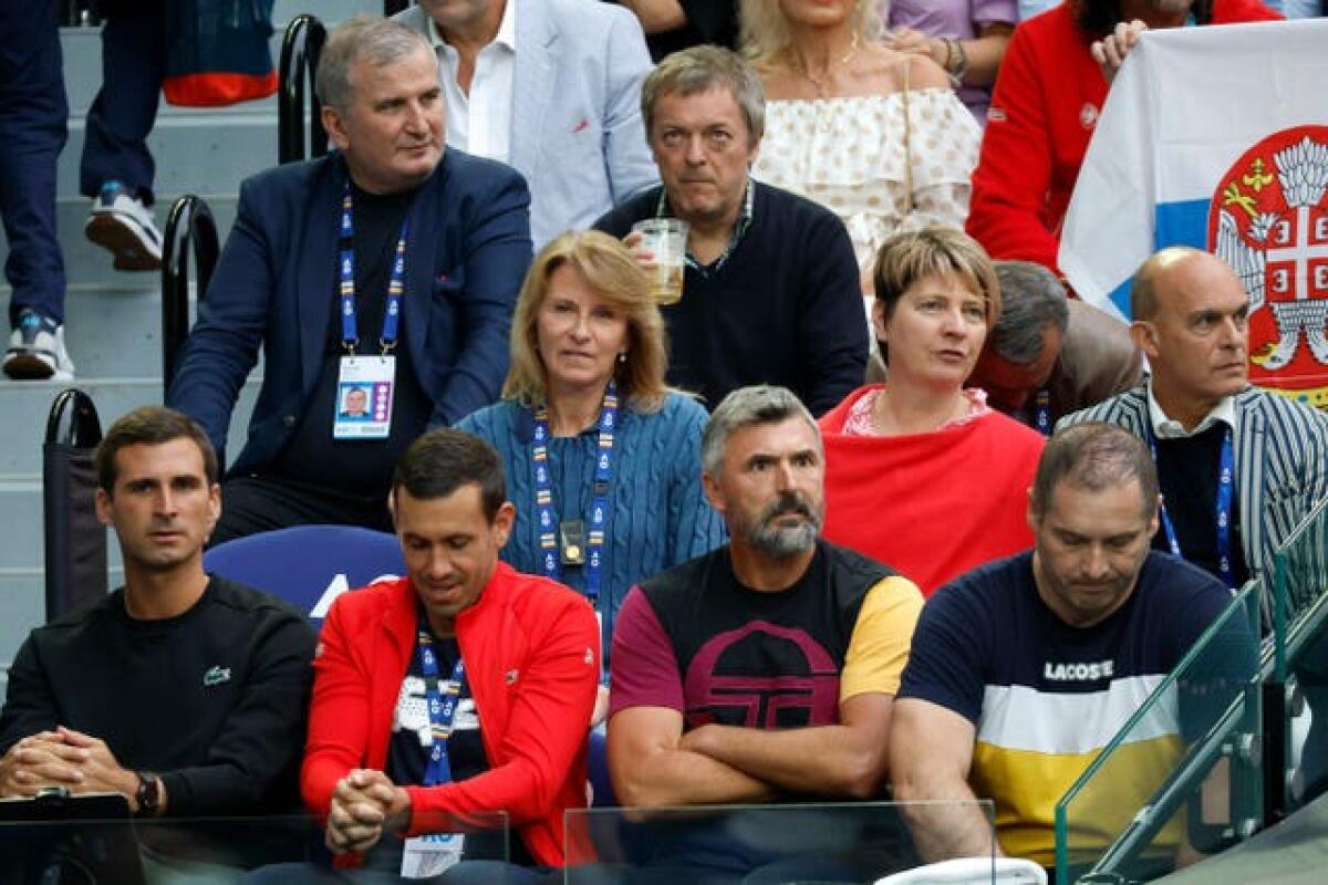 There was an empty seat where Djokovic's father Srdjan would have sat 