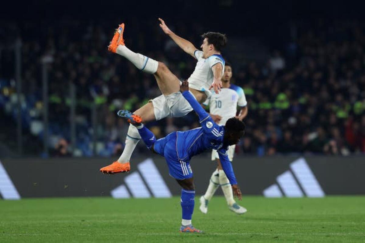 England’s Harry Maguire in action against Italy
