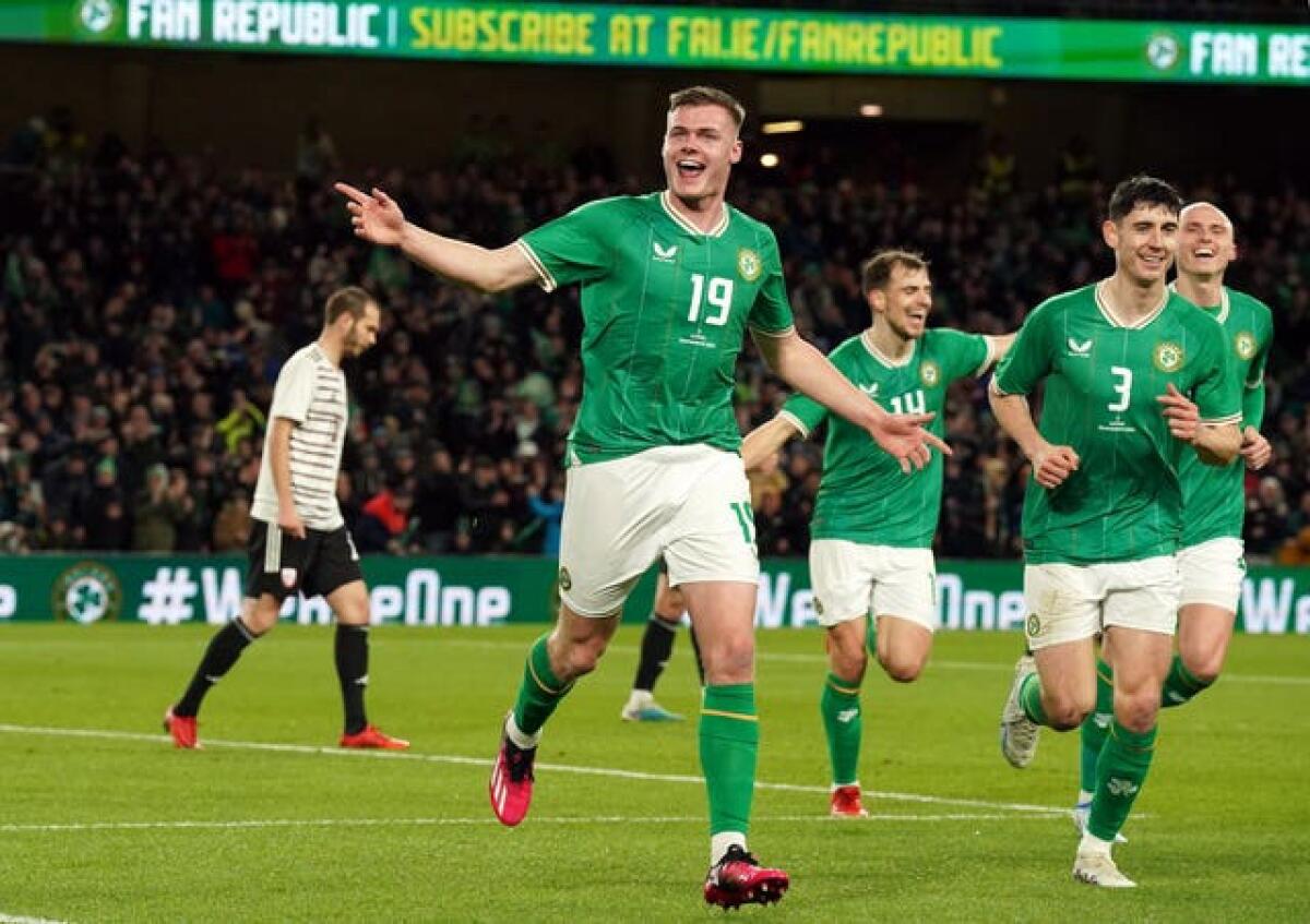 Evan Ferguson scored his first senior goal for the Republic of Ireland against Latvia