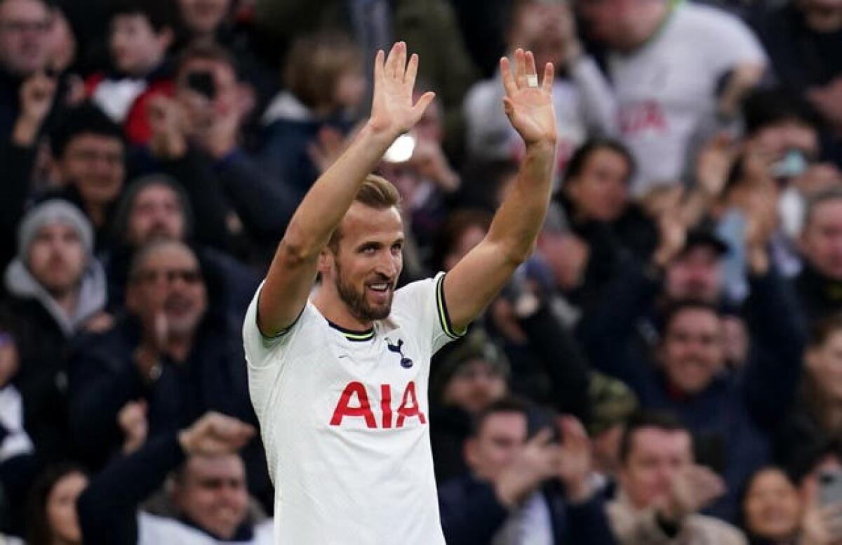 Harry Kane celebrates surpassing Jimmy Greaves to become Tottenham's all-time record scorer. The England captain registered his 267th goal for the club by claiming the early winner in a 1-0 success over Manchester City in February. Kane would also end a turbulent campaign for Spurs as the second highest scorer in Premier League history behind Alan Shearer after bettering Wayne Rooney's total of 208 by heading the only goal of the game against Crystal Palace on May 6