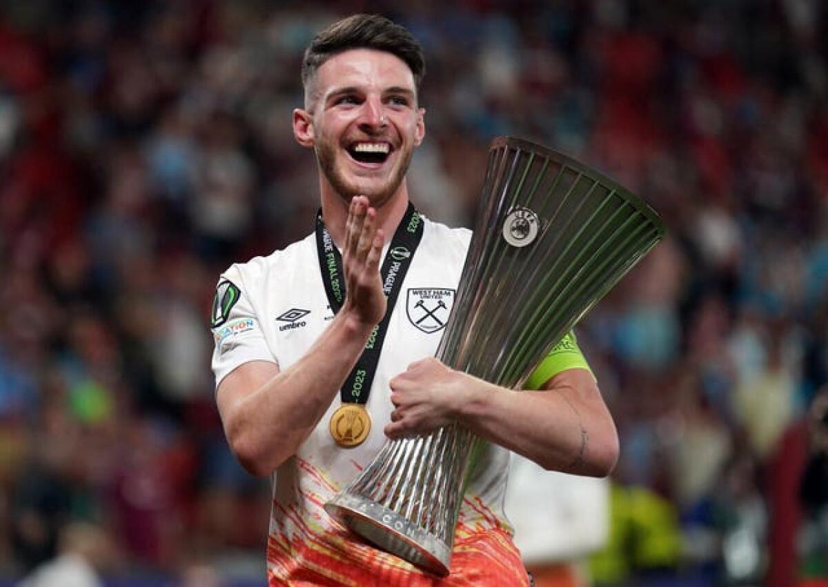 Declan Rice captained West Ham to the Europa Conference League title last season