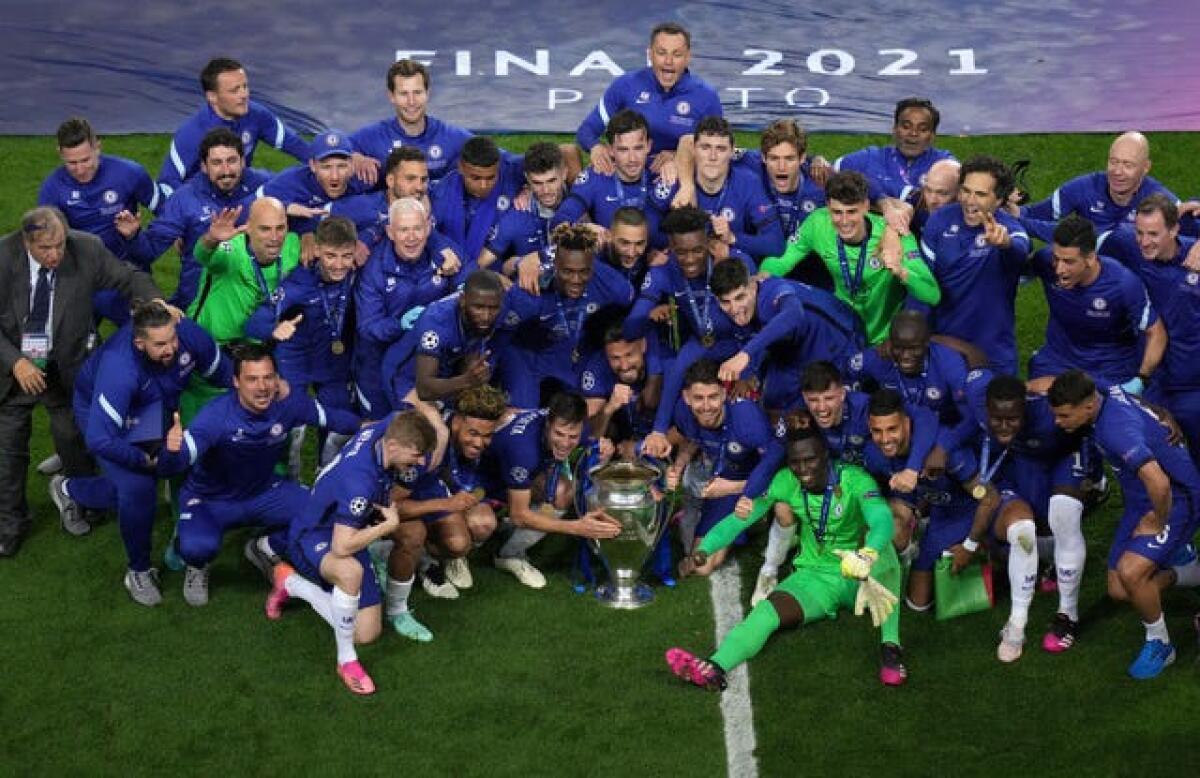 Chelsea celebrate winning the 2021 Champions League